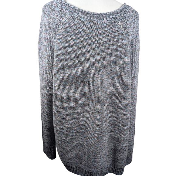 Talbots Women's Open Knit Pullover Sweater Blue Pink Cotton Blend 3X Lightweight - Picture 2 of 6